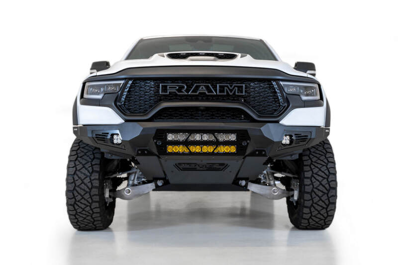 RAM 1500 TRX Bumper - Front - Addictive Desert Designs - Bomber with Dual 20-inch LED Bar Mounts - Hammer Black with Satin Black panels - `21-`27